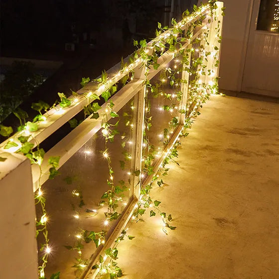 15ft Artificial Leaf Bail Fairy Lights String – Switch Operated Decorative Lighting for Home, Office, Wedding & Event Décor