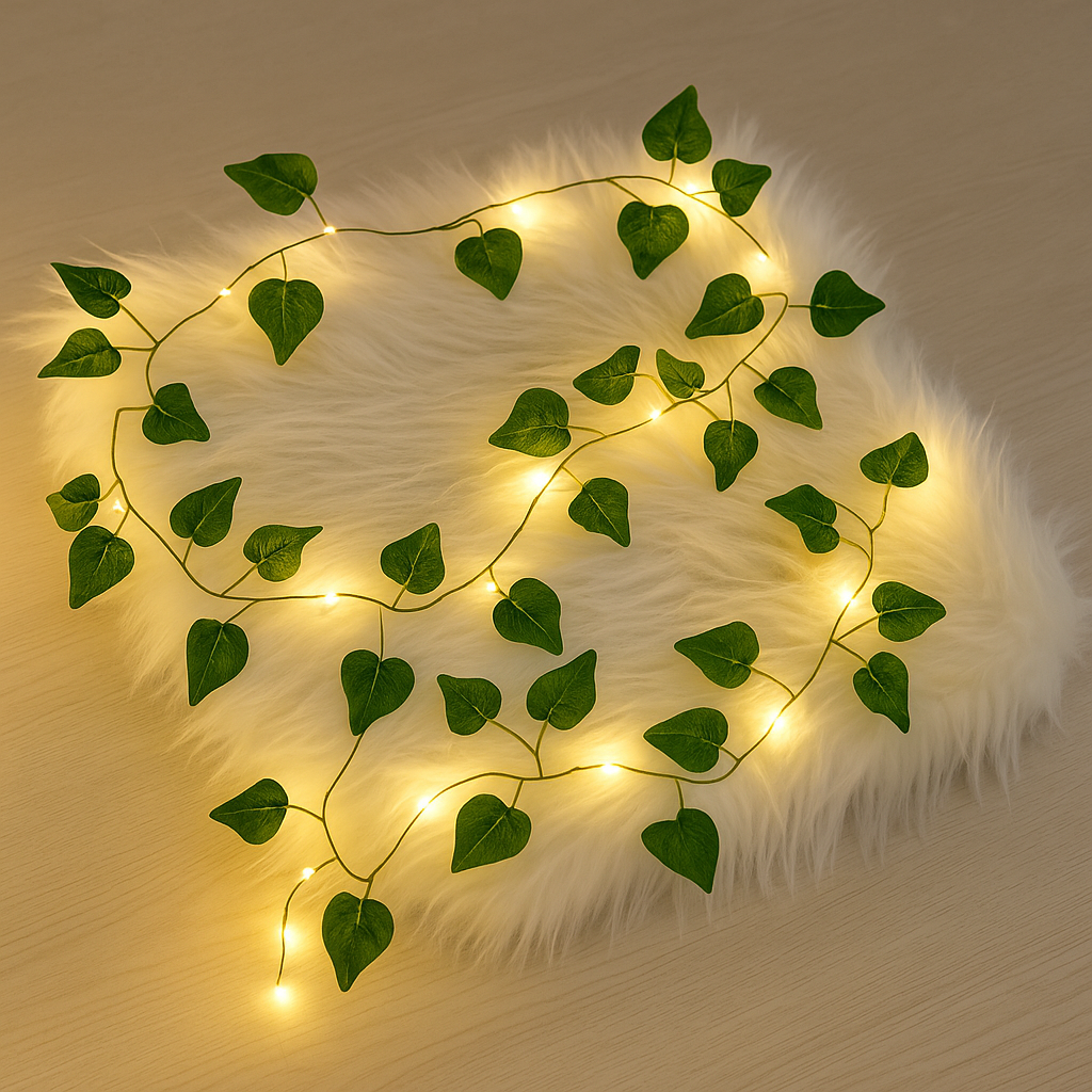 15ft Artificial Leaf Bail Fairy Lights String – Switch Operated Decorative Lighting for Home, Office, Wedding & Events (Various Leaf Designs)