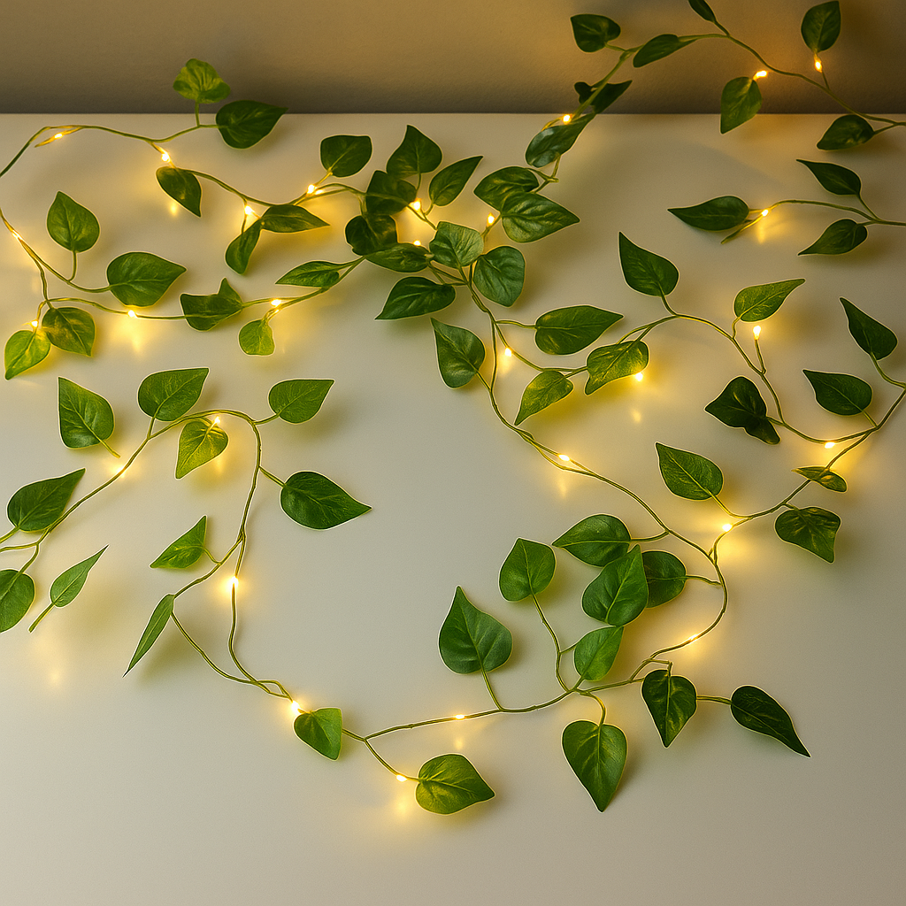 15ft Artificial Leaf Bail Fairy Lights String – Switch Operated Decorative Lighting for Home, Office, Wedding & Event Décor