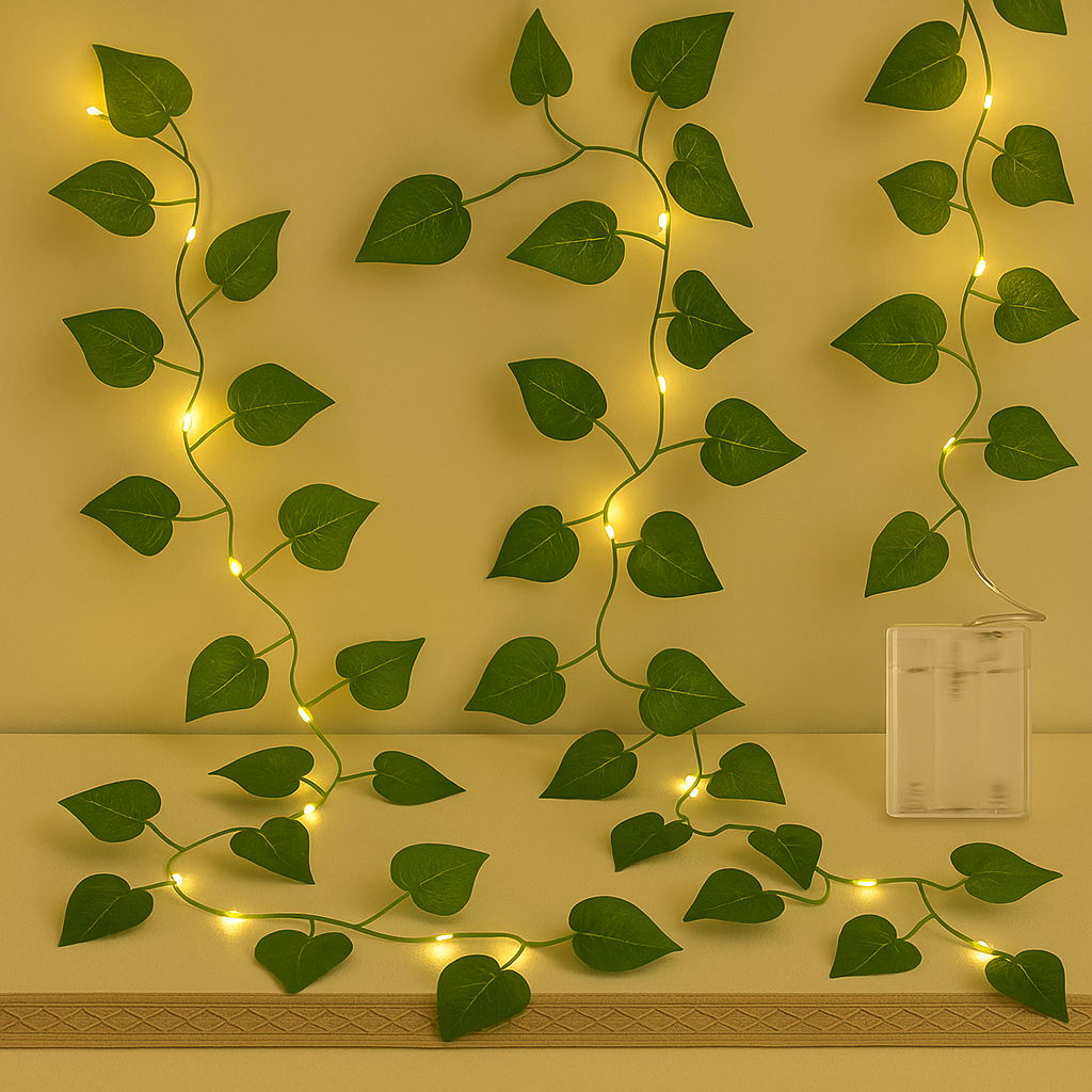 10ft Fairy Lights with 10ft Artificial Leaves – Premium Indoor & Outdoor Decoration for Home, Parties & Events