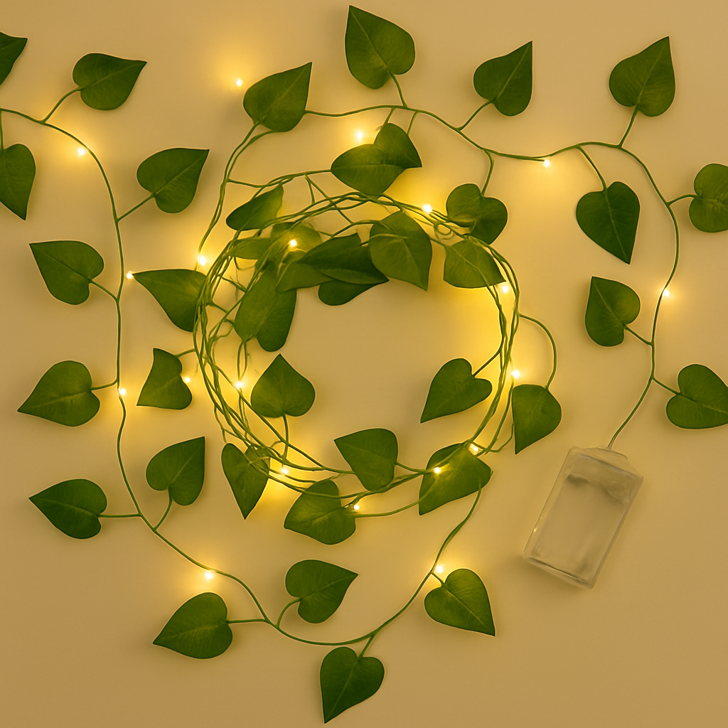 10ft Fairy Lights with 10ft Artificial Leaves – Premium Indoor & Outdoor Decoration for Home, Parties & Events