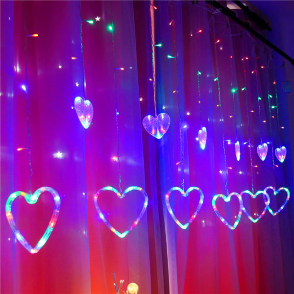 2.5M LED Moon & Star Curtain Lights – 138 LED Fairy String with 8 Modes for Christmas, Wedding & Party Décor