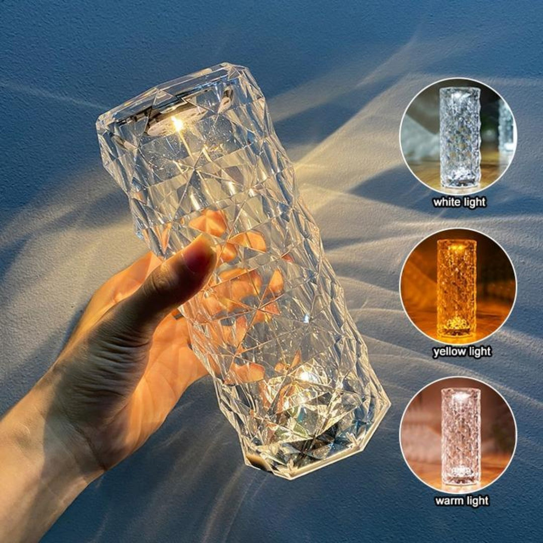 Rose Crystal Table Lamp – 16 Color Changing LED Lamp with Remote & USB Charging